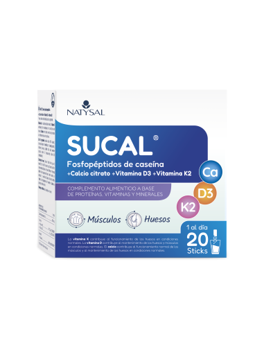 Sucal (Fosfopéptidos De Caseína+Calcio Citrato+D3+K2) 20 Sticks de Natysal