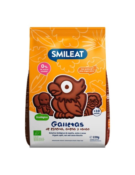 Galletas Infantiles De Avena, Espelta Y Cacao Bio, 220 G de Smileat
