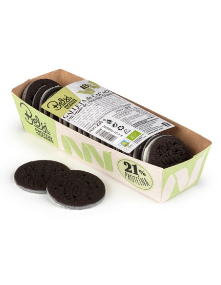 Galleta de cacao con fondo chocolate blanco proteica eco 230 gr de Belsi