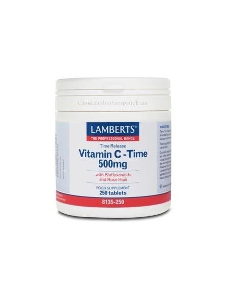 Vitamina C 500 mg + Bioflavonoides Time Release 250 Tabs de Lamberts