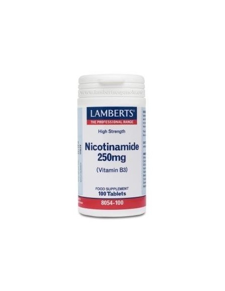 Nicotinamida 250 mg (Vitamina B3) 100 Tabs de Lamberts