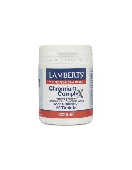 Complejo de Cromo (Con Vit B, C, Mag, Cu y Zn) 60 Tabs de Lamberts