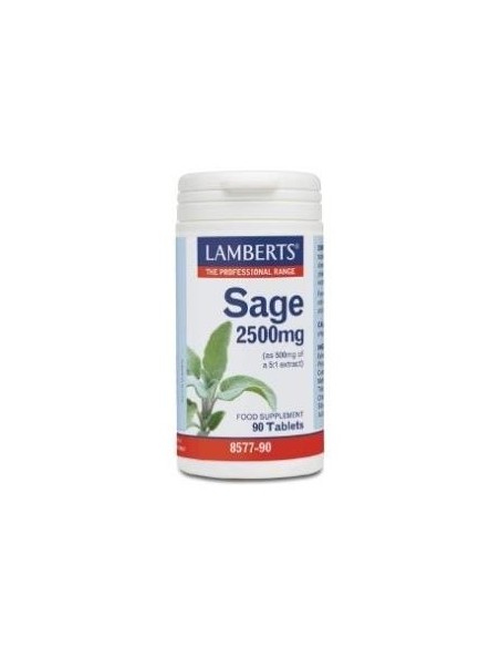 Salvia 2500 mg (2,5% de Ãcido rosmarÃ­nico) 90 Tabs de Lamberts