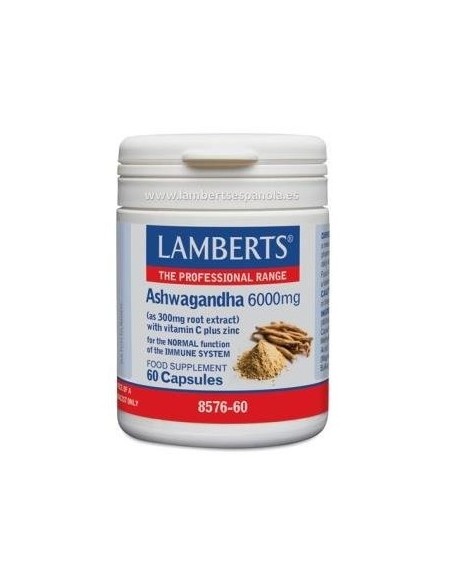 Ashwagandha 6000 mg (Con Vitamina C y Zinc) 60 Caps de Lamberts