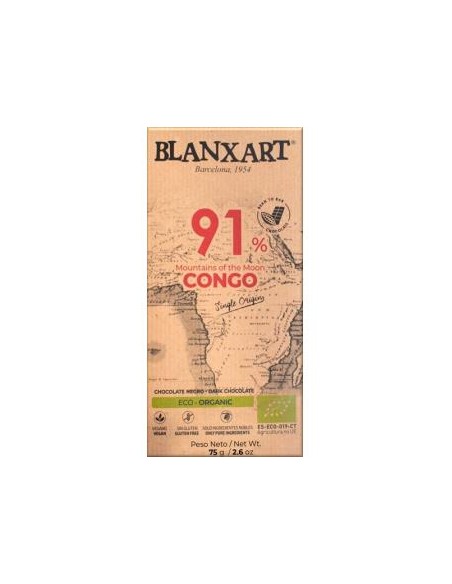 Chocolate Negro 91% Congo 75 Gr Eco de Blanxart