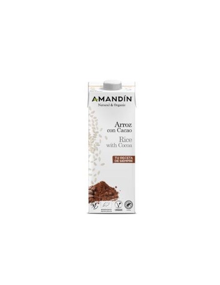 Bebida Vegetal De Arroz-Cacao 1 Lt X 6 Uds de Amandin