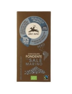 Chocolate Negro Con Sal Marina Tableta 50 Gr Bio de Alce Nero