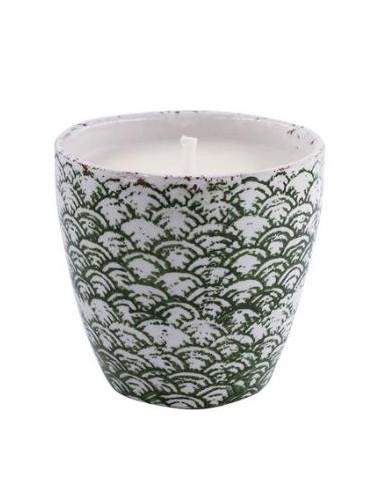 Vela Tiesto Escama Verde Squam58 Citronela 15,5X15 de Cerabella