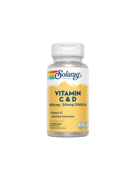 Vitamina C 1000mg + D 2000UI Solaray 60 cápsulas naturales