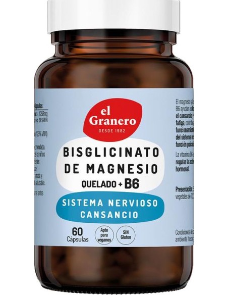 Bisglicinato De Magnesio Con B6 60 Cap Vegan de El Granero