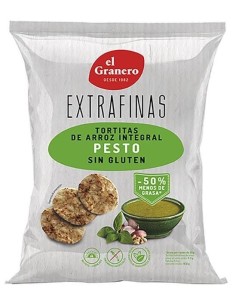 Extrafinas Tortitas De Arroz Integral Pesto Sin Gluten, 60 G de El Granero Integral
