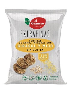 Extrafinas Tortitas De Arroz Integral Con Girasol Y Mijo Sin Gluten Bio, 60 G de El Granero Integral