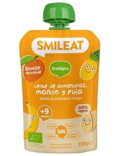 Pouch De Leche De Almendras, Mango Y Piña Bio, 100 G de Smileat