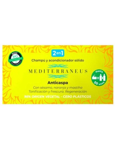 Mediterraneus Champu-Acondicionador Solido Anticaspa 55 Gr. de Mundonatural