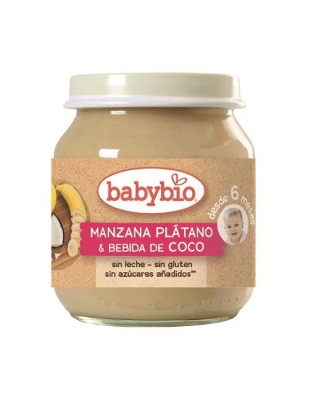 Tarrito de Manzana, Plátano y Bebida de Coco