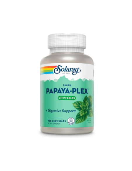 Papaya Plex Solaray 90 Comprimidos Masticables Piña