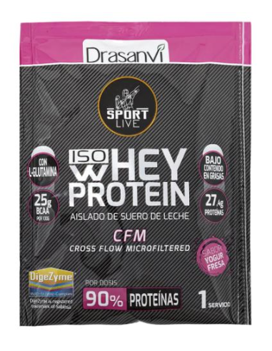 Monodosis Whey Protein Aislado Yogur Fresa 30G Sport Live Drasanvi