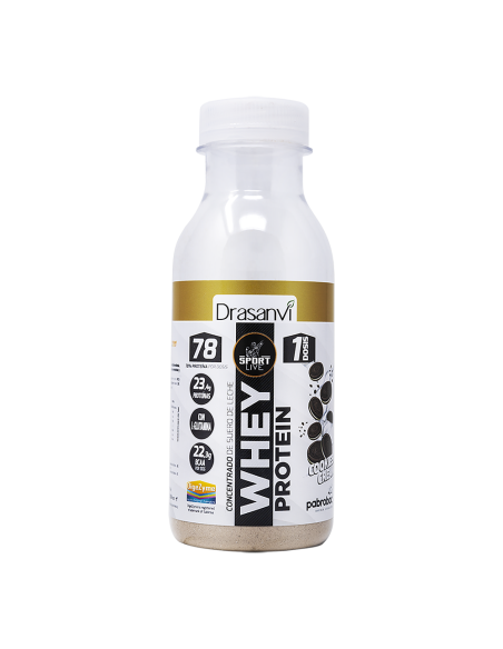Botella Monodosis Whey Protein Concentrado Cookies And Cream 30G Sport Live Drasanvi
