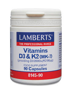 Pack 2 Vitamina D3 2000 UI + K2 MK-7 90 Caps Lamberts