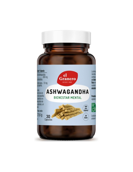 Ashwagandha El Granero Integral 30 cápsulas naturales