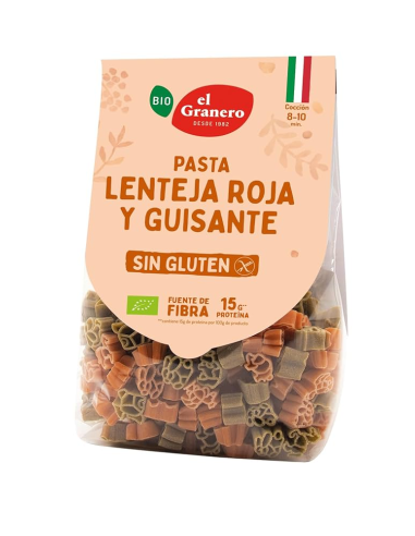 Pasta Bio Sin Gluten de Lenteja y Guisantes 250g El Granero