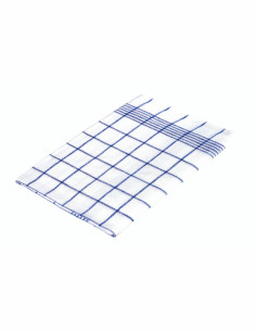 Toalla de cocina lino puro blanco/azul 70x100cm Redecker
