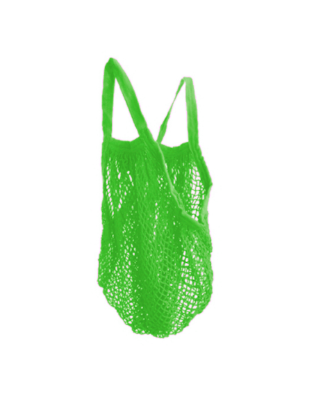 Bolsa malla algodón GOTS verde con asas largas  Ecodis
