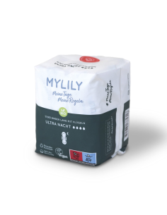Compresas de noche ecológicas Mylily 100% algodón, 10 unidades