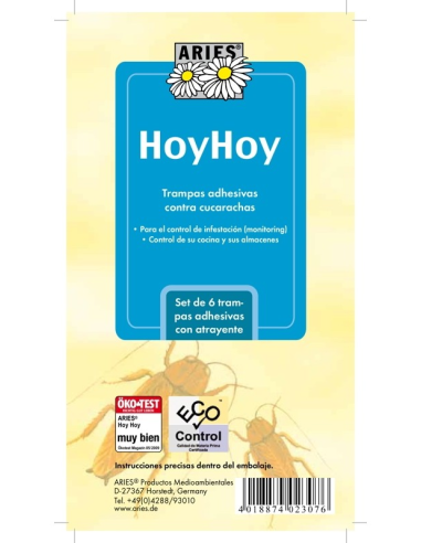 Trampa de Cucarachas Hoy-Hoy Aries Set 6 Unidades Efectivas