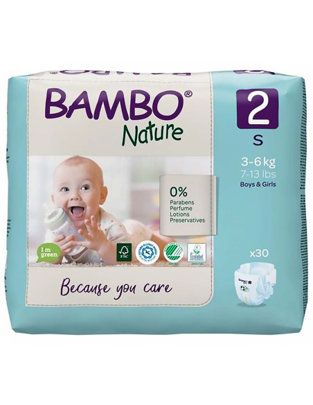 Pañales Bambo Nature Talla 2, 3-6 kg, 30 unidades ecológicos