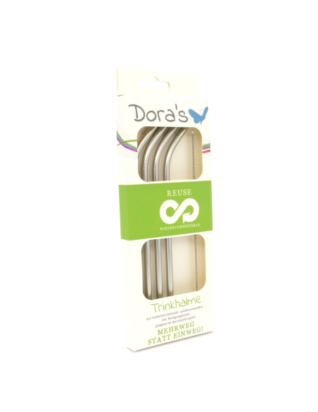 Pajitas Inox Inclinadas Set 4 con Cepillo Limpieza Biodora