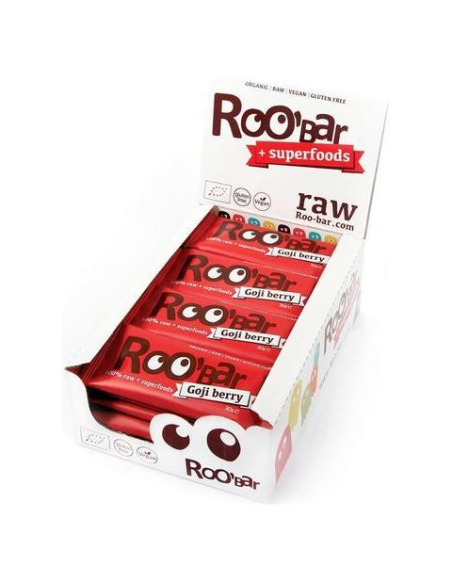 Pack 20 Barritas Bio con Bayas de Goji Roo´Bar 30g cada una