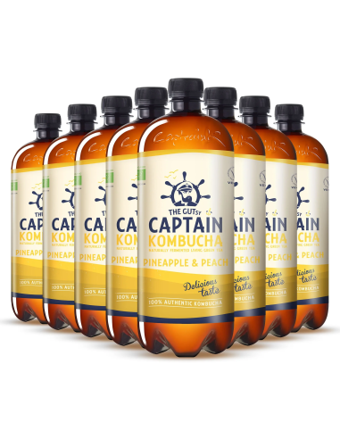 Pack 6 Captain Bio Piña y Melocotón 1L  Natural y Refrescante