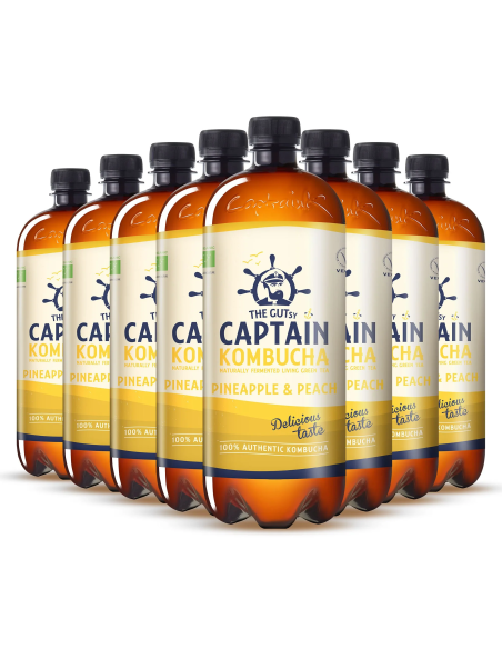 Pack 6 Captain Bio Piña y Melocotón 1L  Natural y Refrescante