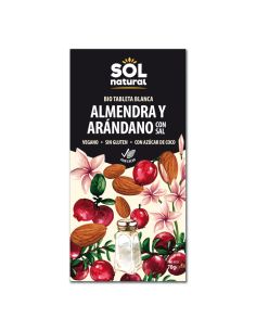 Pack 10 Uds. Tableta Chocolate Blanco Almendra-Arándano Bio 70 g  de Solnatural