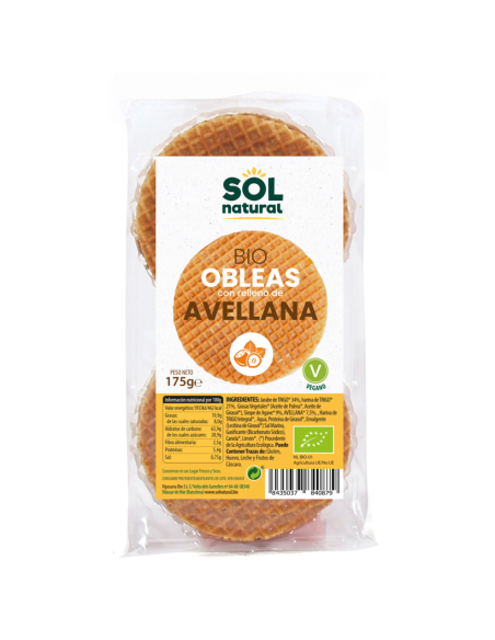 Pack 12 Uds. Obleas Con Avellanas Bio 175 g  de Solnatural