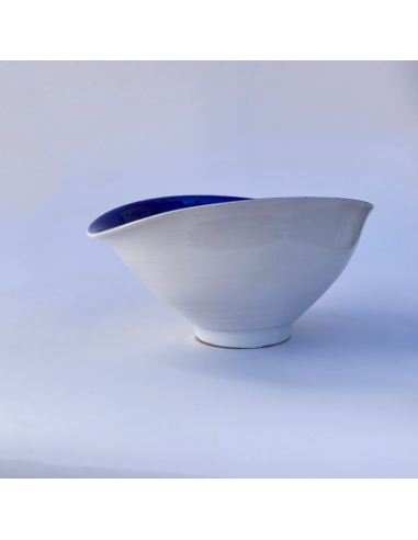 Cuenco de afeitado cerámico Bunzlau 10 cm blanco y azul