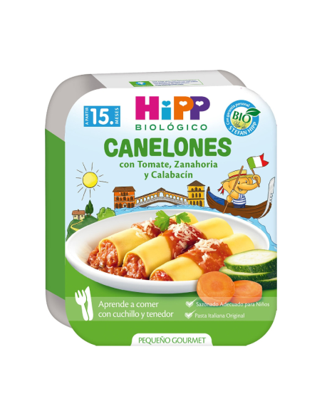 Canelones Bio Hipp con Tomate, Zanahoria y Calabacín 250 g