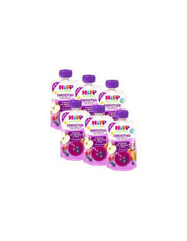 Pack 6 Smoothies Bio Arándanos, Manzana y Pera Hipp 120g