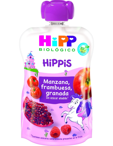 Pack 6 Pouches Unicornio Bio Hipp 100g Manzana, Frambuesa, Granada