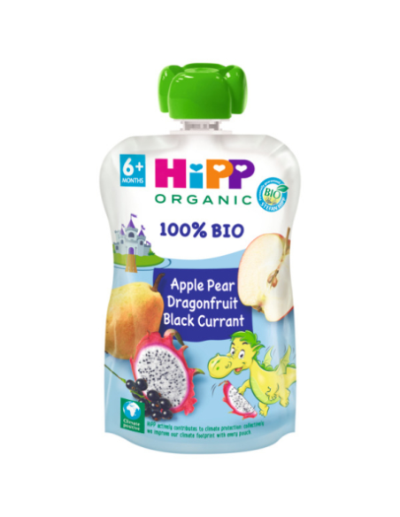 Pouches Bio Hipp 100 g Sabor Dragón, Manzana, Pera y Grosella