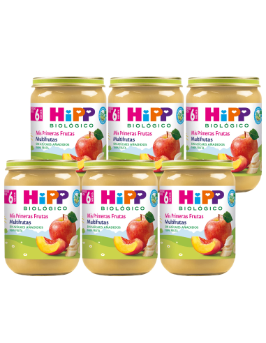 Pack 6 Tarritos Bio Melocotón y Pera Hipp 190 g