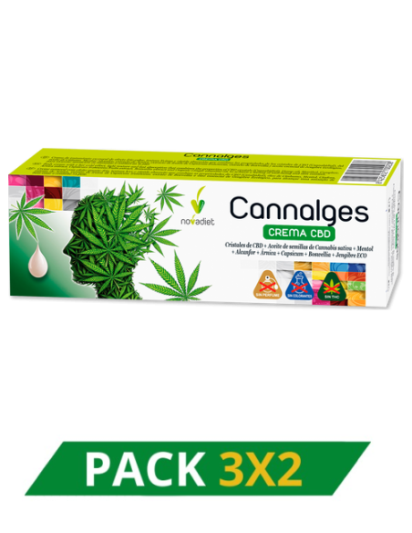 Pack 3x2 Cannalges Crema Cbd de Novadiet