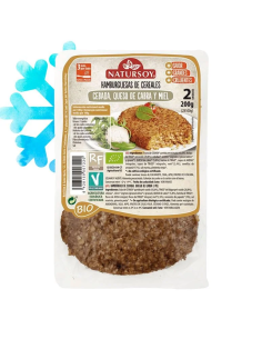 Hamburguesa de cebada, queso de cabra y miel