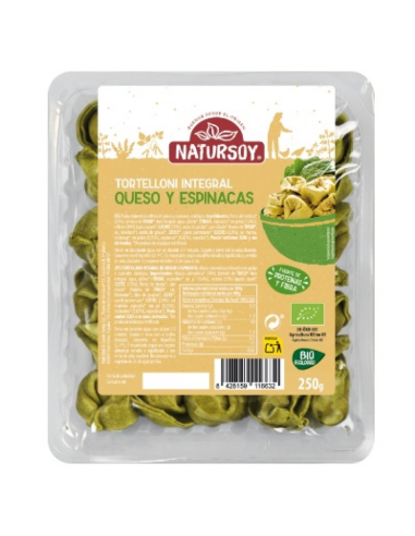 Tortelloni integrales rellenos de queso y espinacas frescas
