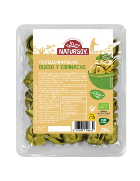 Tortelloni integrales rellenos de queso y espinacas frescas