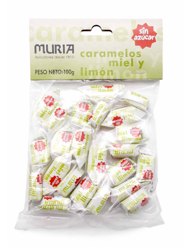 Caramelos Miel y Limón Sin Azúcar Muria 100g - Sabor Natural