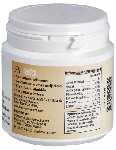 Shiitake-Mrl 90 Comprimidos de Atena