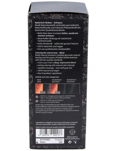 Tinte Herbal Color Negro 100Gr. de Khadi