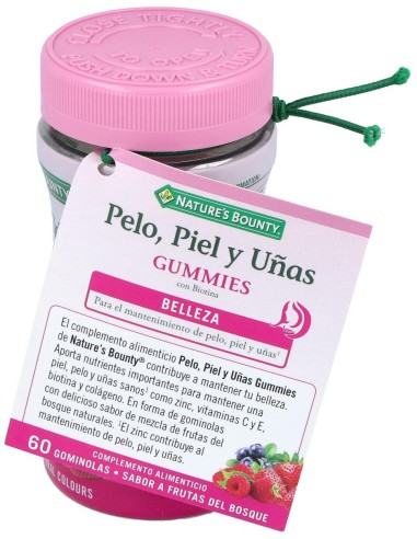 Gummies Pelo Piel Y Uñas Con Biotina 60Gominolas de Nature´S Bounty